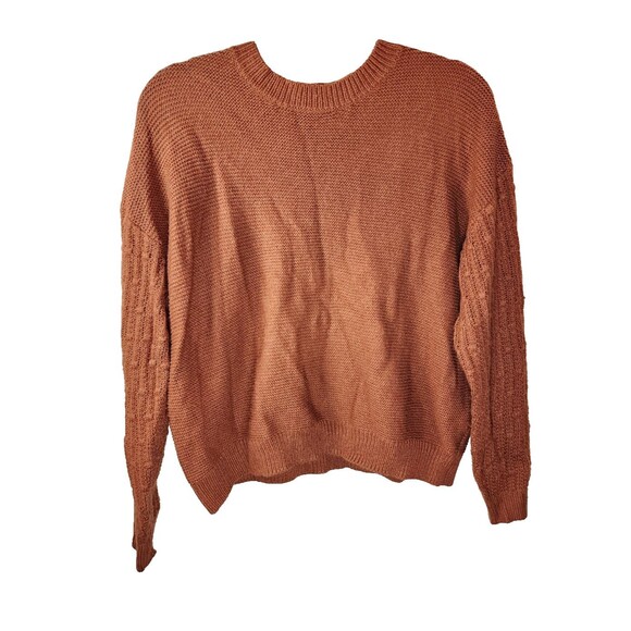 Emery Rose Womens S Orange Knit Long Sleeve Crew Neck Button Back Sweater - Picture 1 of 6